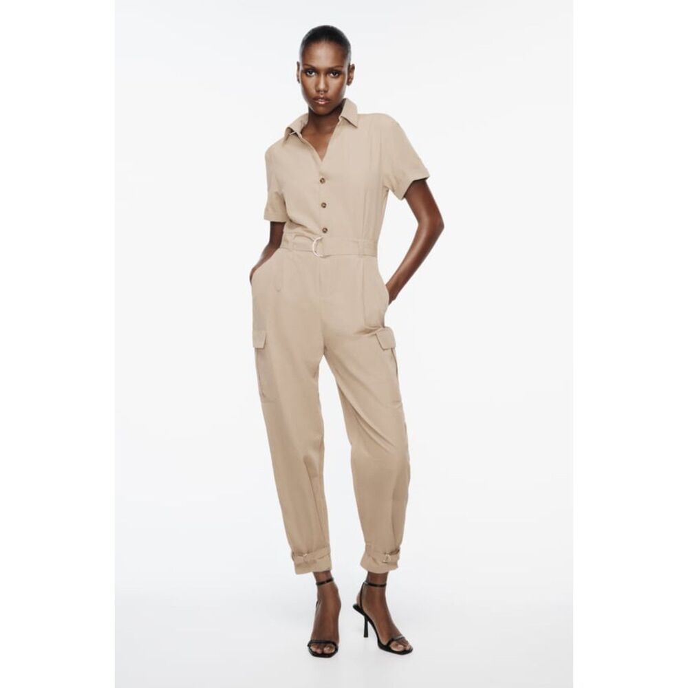 ZARA BELTED CARGO JUMPSUIT